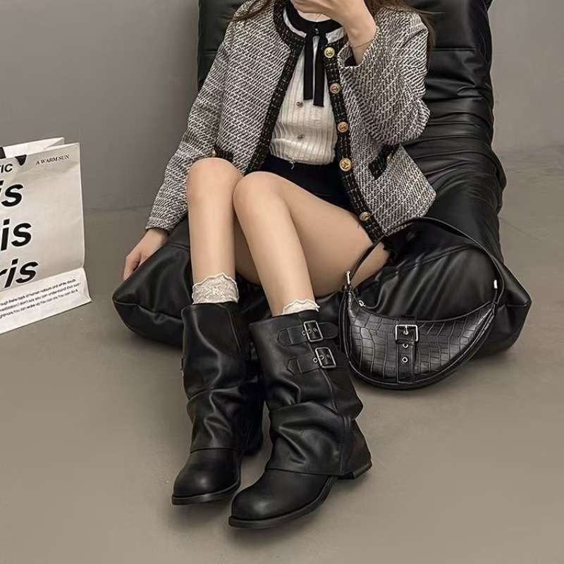 Women Black Slouchy Mid Calf B - Embroidery Garments ulasan dan harga