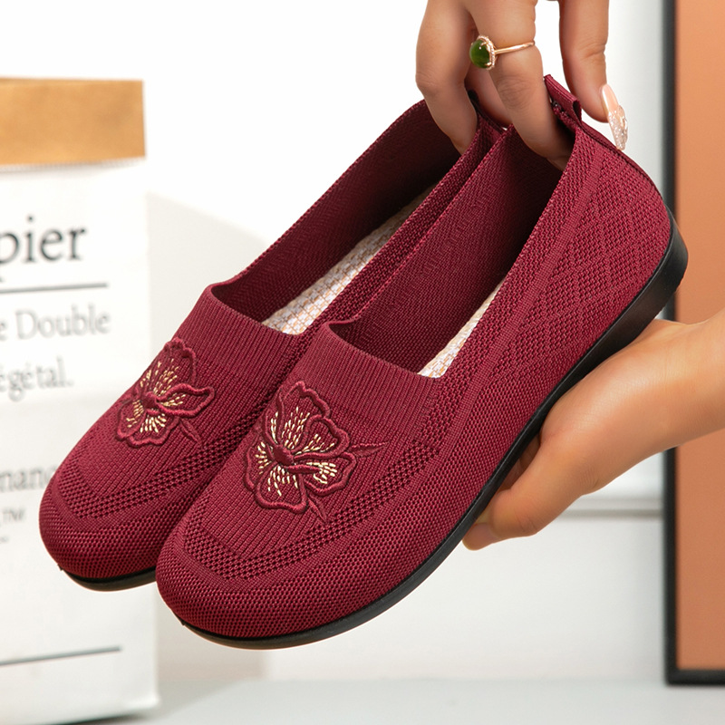 Women Knit Slip On Loafers Flo - Embroidery Garments ulasan dan harga