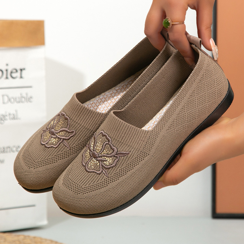 Women Knit Slip On Loafers Flo - Embroidery Garments ulasan dan harga