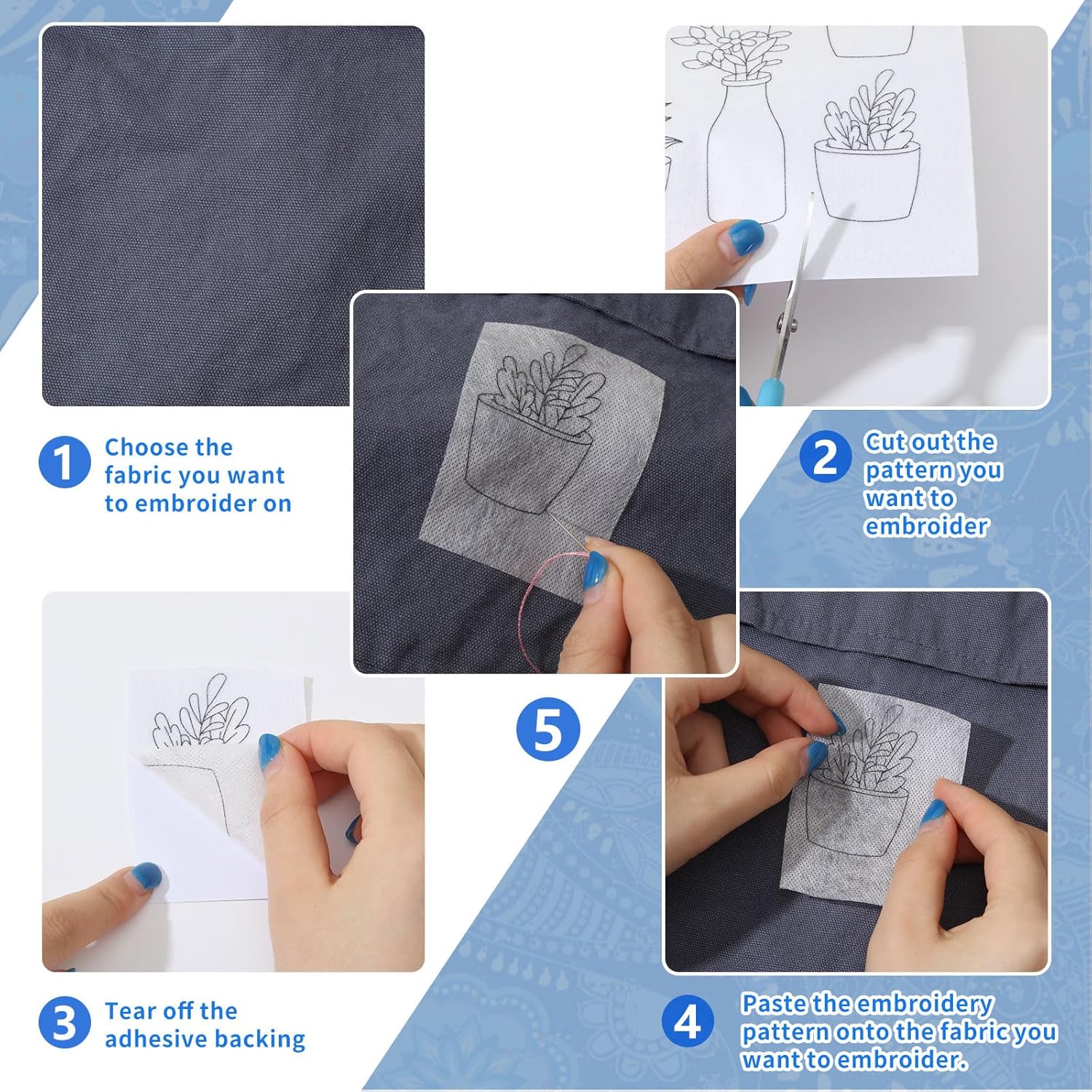 4 Sheets Water Soluble Embroid - Embroidery Meaning ulasan dan harga