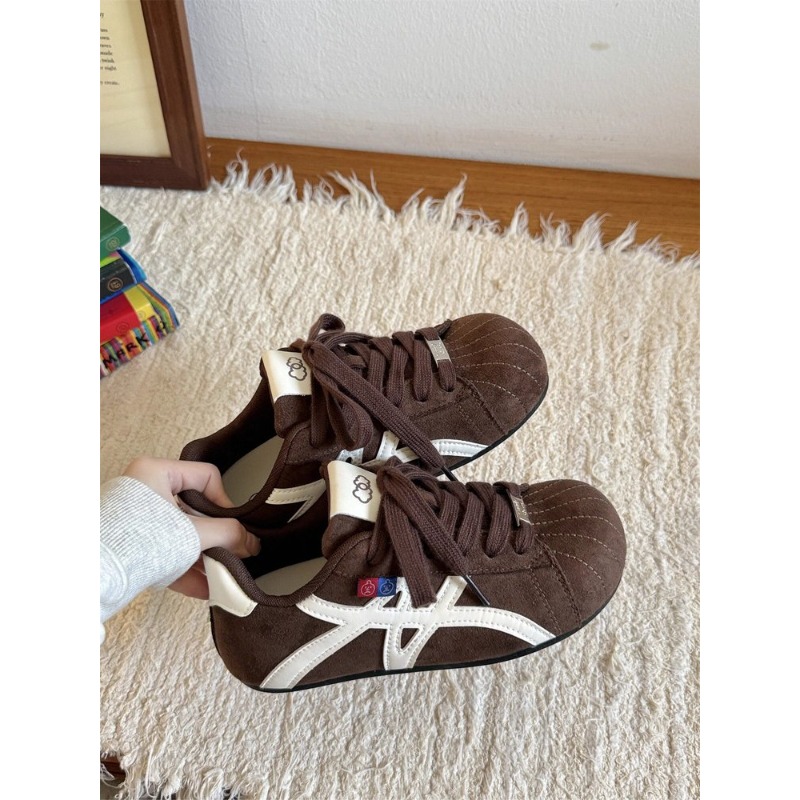 Women Brown‑White Suede Retro  - Embroidery Garments ulasan dan harga